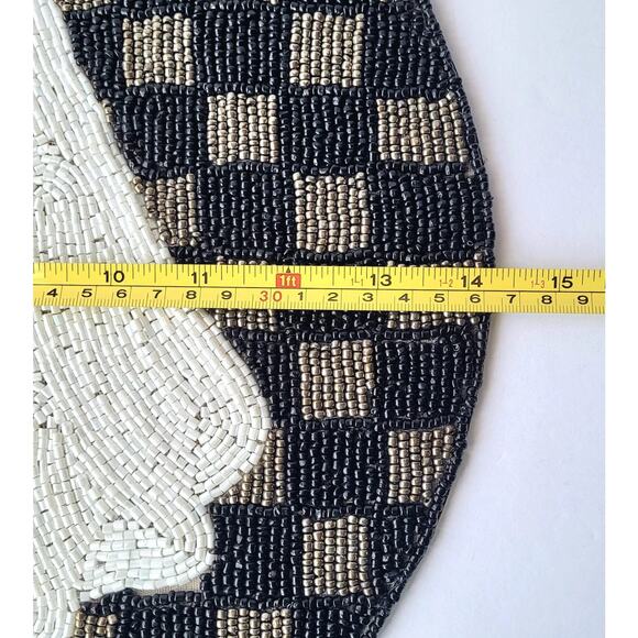 Tahari Checkered Halloween Ghost 14" Beaded Placemat Charger NEW - Picture 7 of 8